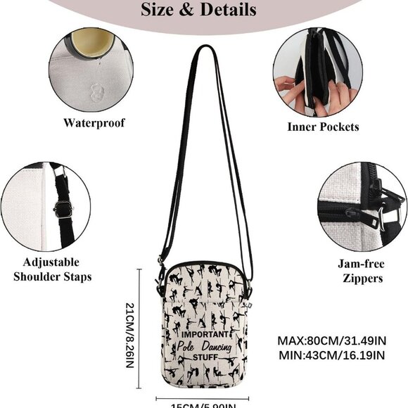 Pole Dancer Gift Canvas Crossbody Bag for Dancers Teachers Travel - Picture 2 of 7